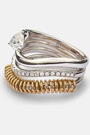 Rainbow K Ring Versus Pear aus 18kt Weiß- und Gelbgold mit Diamanten