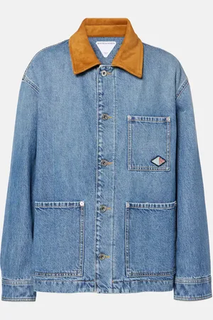 Bottega Veneta Wattierte Jeansjacke mit Veloursleder