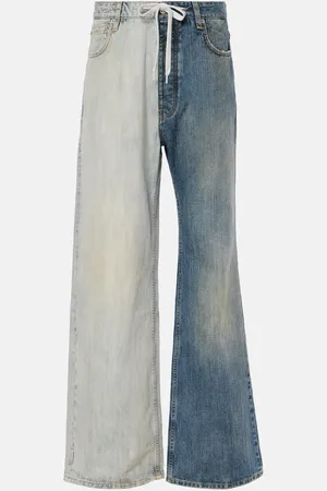 Balenciaga Low-Rise Wide-Leg Jeans Fifty-Fifty