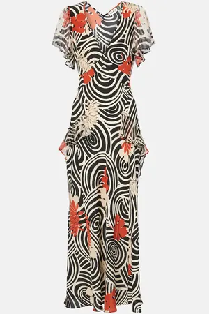 RIXO London Bedrucktes Maxikleid Evie aus Seide