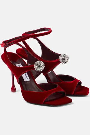 Jimmy Choo Sandalen Orb 95 aus Samt mit Kristallen