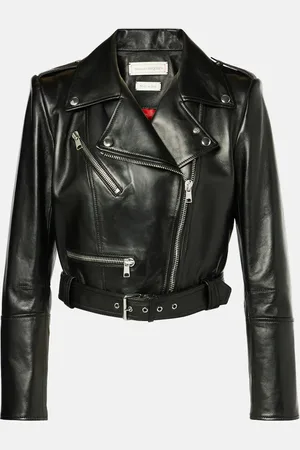 Alexander McQueen Cropped-Bikerjacke aus Leder