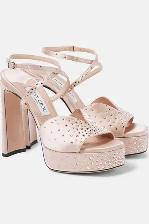 Jimmy Choo Plateausandalen Karli 125 aus Satin mit Kristallen