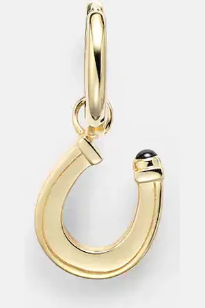 Marie Lichtenberg Einzelner Ohrring Baby Charm Horseshoe aus 18kt Gelbgold mit Saphir