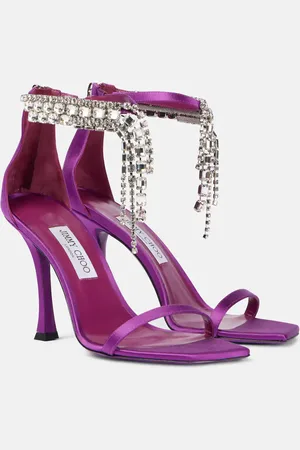 Jimmy Choo Sandalen Verity 100 aus Satin mit Kristallen