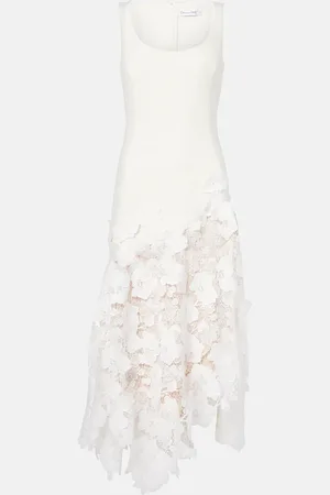 Oscar de la Renta Midikleid aus Tweed und Guipure-Spitze
