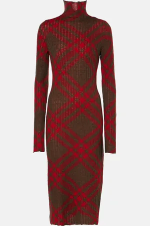 Burberry Midikleid Check aus Rippstrick