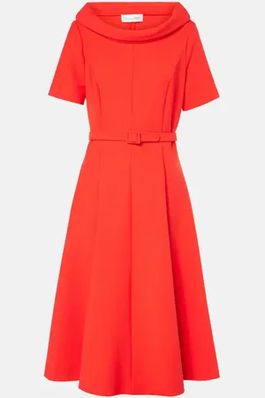 Oscar de la Renta Midikleid aus einem Wollgemisch