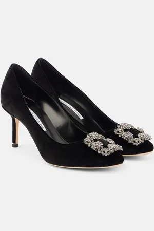 Manolo Blahnik Pumps Hangisi 70 aus Samt mit Kristallen