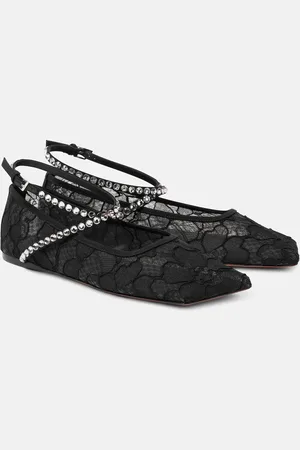 Amina Muaddi Ballerinas Ane aus Spitze mit Kristallen