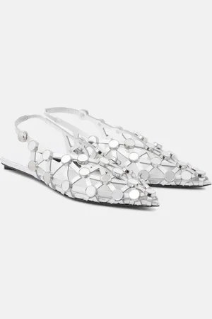 The Attico Verzierte Slingback-Ballerinas Grid aus Metallic-Leder