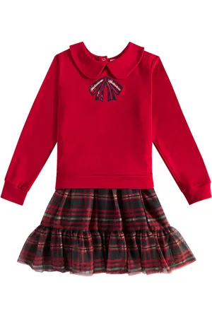 PATACHOU Besticktes Pulloverkleid aus Baumwolle und Tüll