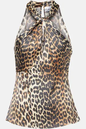 Ganni Bedrucktes Top aus Satin