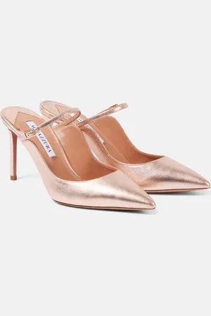 Aquazzura Mules Bellezza 85 aus Metallic-Leder