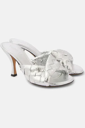 Bottega Veneta Pantoletten Blink 80 aus Metallic-Leder