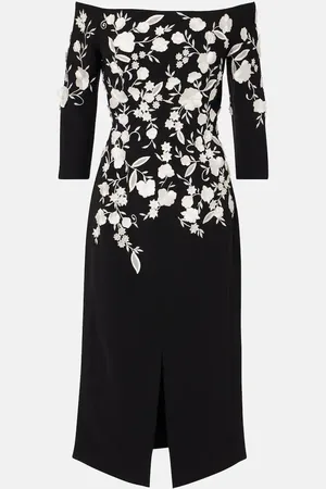 Carolina Herrera Besticktes Off-Shoulder-Midikleid