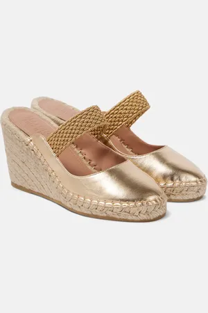 MALONE SOULIERS Espadrille-Wedges Siena 70 mit Metallic-Leder