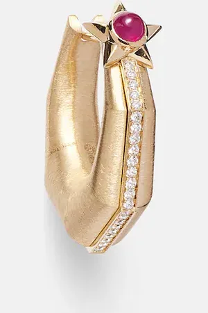 Marie Lichtenberg Einzelner Ohrring Baba Medium aus 18kt Gelbgold mit Diamanten und Rubin