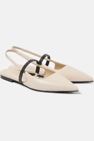 Brunello Cucinelli Verzierte Slingback-Ballerinas Pointy aus Leder