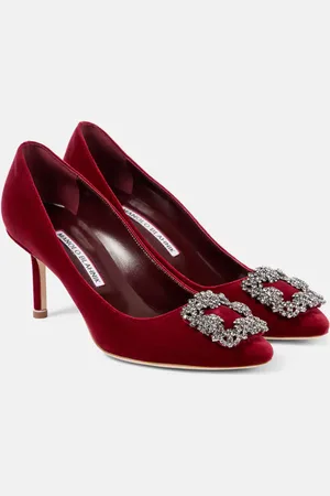 Manolo Blahnik Pumps Hangisi 70 aus Samt mit Kristallen