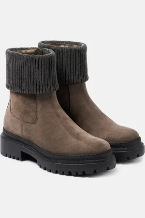 Brunello Cucinelli Chelsea Boots Monili aus Veloursleder