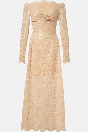 Paco rabanne Off-Shoulder-Maxikleid aus Spitze mit Pailletten