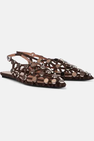 The Attico Verzierte Slingback-Ballerinas Grid aus Veloursleder