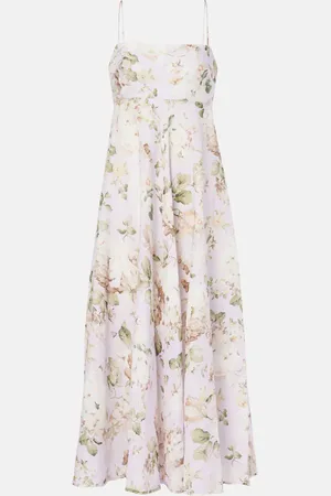 ZIMMERMANN Bedrucktes Midikleid Acacia aus Leinen