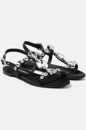 Dolce & Gabbana Sandalen Bianca aus Satin mit Kristallen