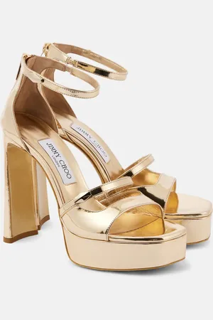 Jimmy Choo Plateausandalen Claressa aus Metallic-Leder