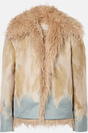 DRIES VAN NOTEN Bedruckte Jacke mit Faux Fur