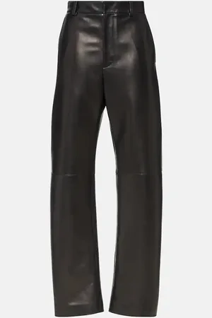 Bottega Veneta Weite High-Rise-Hose aus Leder