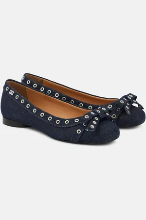 Ganni Verzierte Ballerinas aus Denim