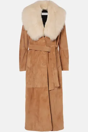 Nour Hammour Mantel Dakota aus Veloursleder mit Shearling