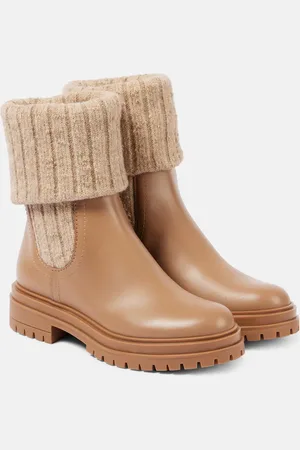 Gianvito Rossi Chelsea Boots Tenney aus Leder mit Strick