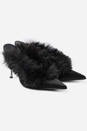 MAGDA BUTRYM Mules aus Satin mit Faux Shearling