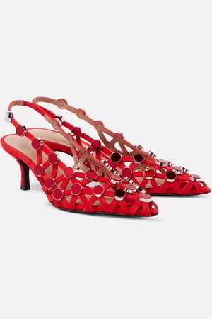 The Attico Verzierte Slingback-Pumps Grid 50 aus Veloursleder