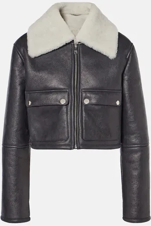 Dolce & Gabbana Cropped-Lederjacke mit Shearling