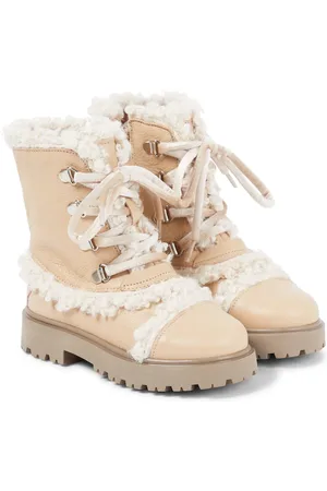 PèPè PèPè Schnürstiefel aus Leder mit Faux Shearling