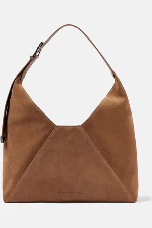 Brunello Cucinelli Schultertasche Large aus Veloursleder