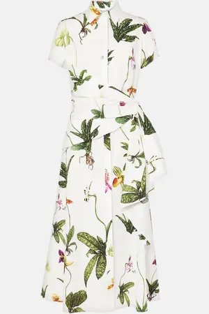 Oscar de la Renta Midikleid Orchid aus Popeline