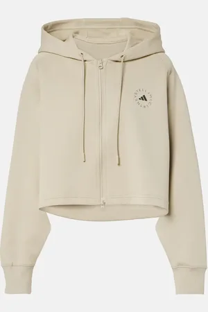 adidas Cropped-Kapuzenjacke aus einem Baumwollgemisch