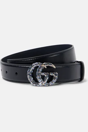 Gucci Gürtel Double G aus Leder mit Kristallen