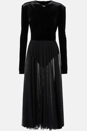 Norma Kamali Midikleid aus Samt und Mesh