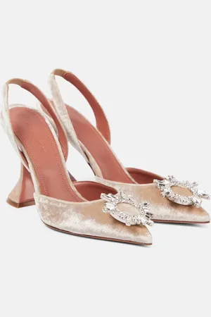 Amina Muaddi Verzierte Slingback-Pumps Begum 95 aus Samt