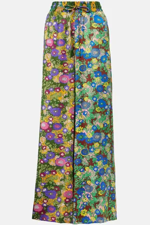 ALÉMAIS Alémais Bedruckte Hose mit weitem Bein aus Seidensatin