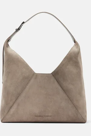 Brunello Cucinelli Schultertasche BC Duo aus Veloursleder