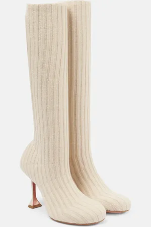 Amina Muaddi Stiefel Veneda 95 aus Strick