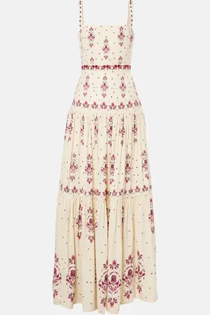 Agua by Agua Bendita Besticktes Maxikleid Lima Relato aus Leinen