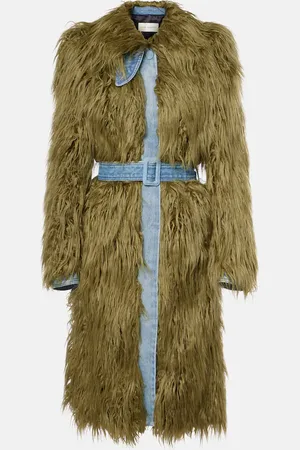 DRIES VAN NOTEN Mantel Rangel aus Faux Fur mit Denim
